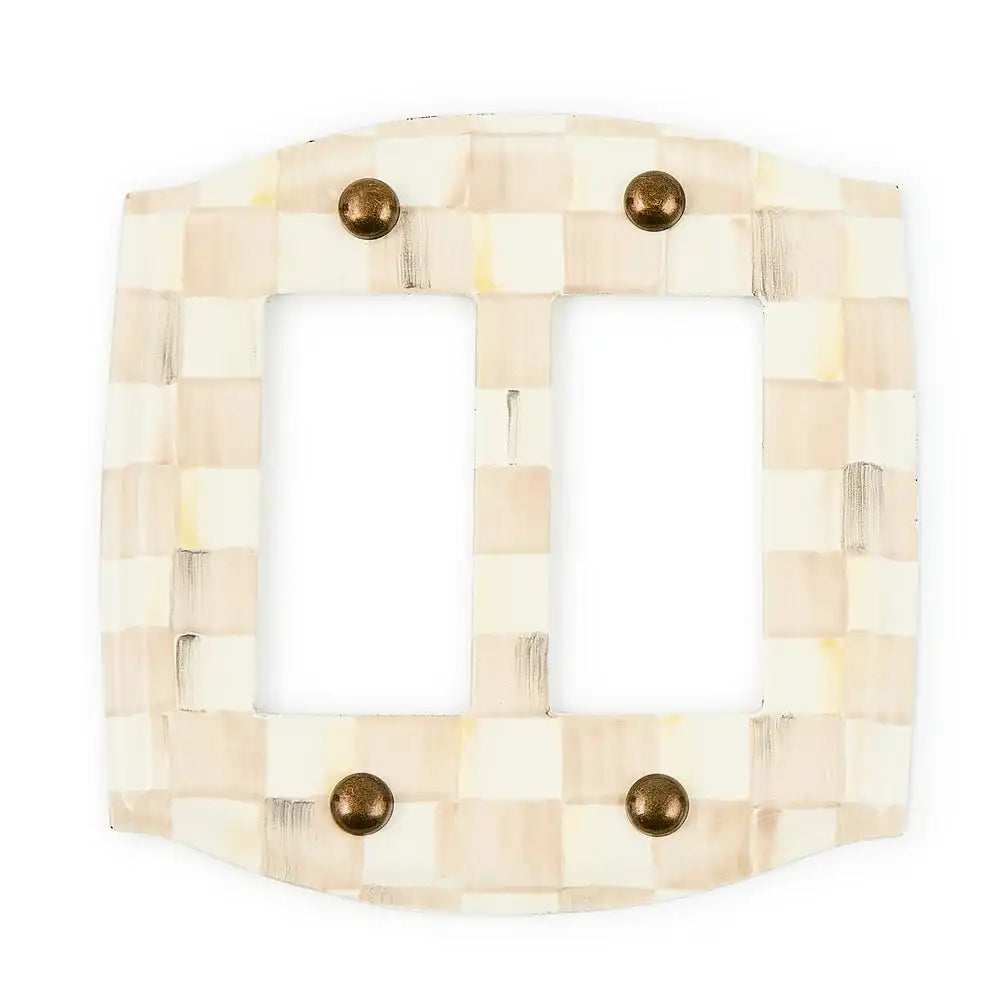 Mocha Check Double Outlet Cover