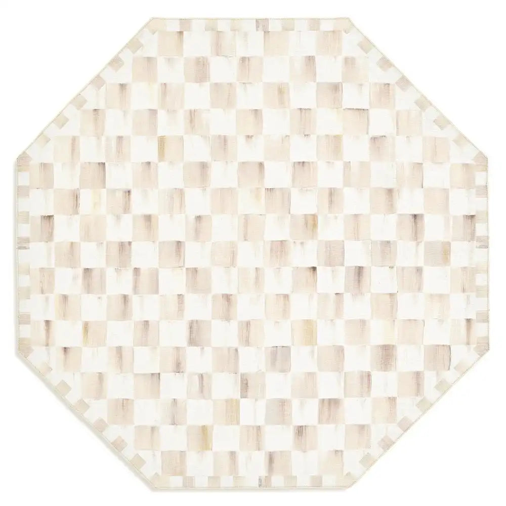 Mocha Checkered 3' x 5' Washable Rug