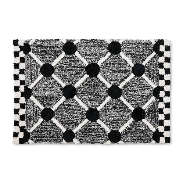 Black Lattice & Dot Bath Rug
