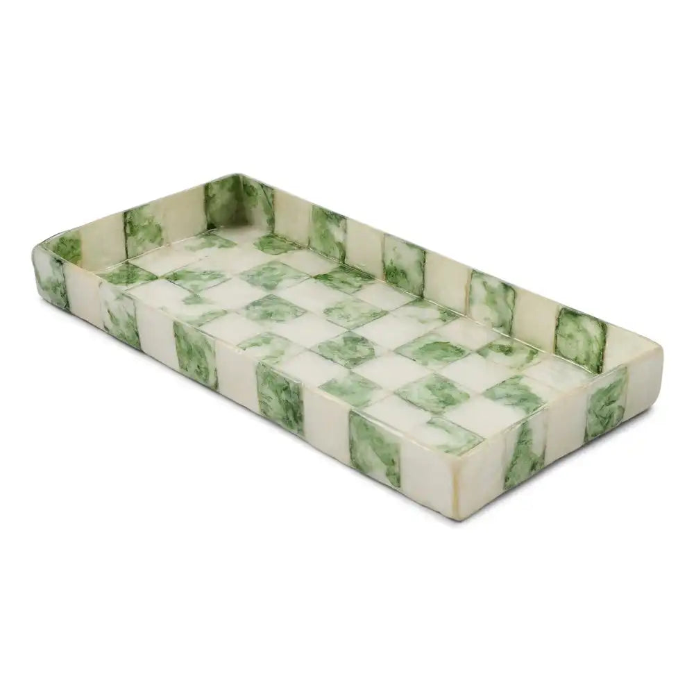 Sage Check Capiz Boutique Tissue Box Cover