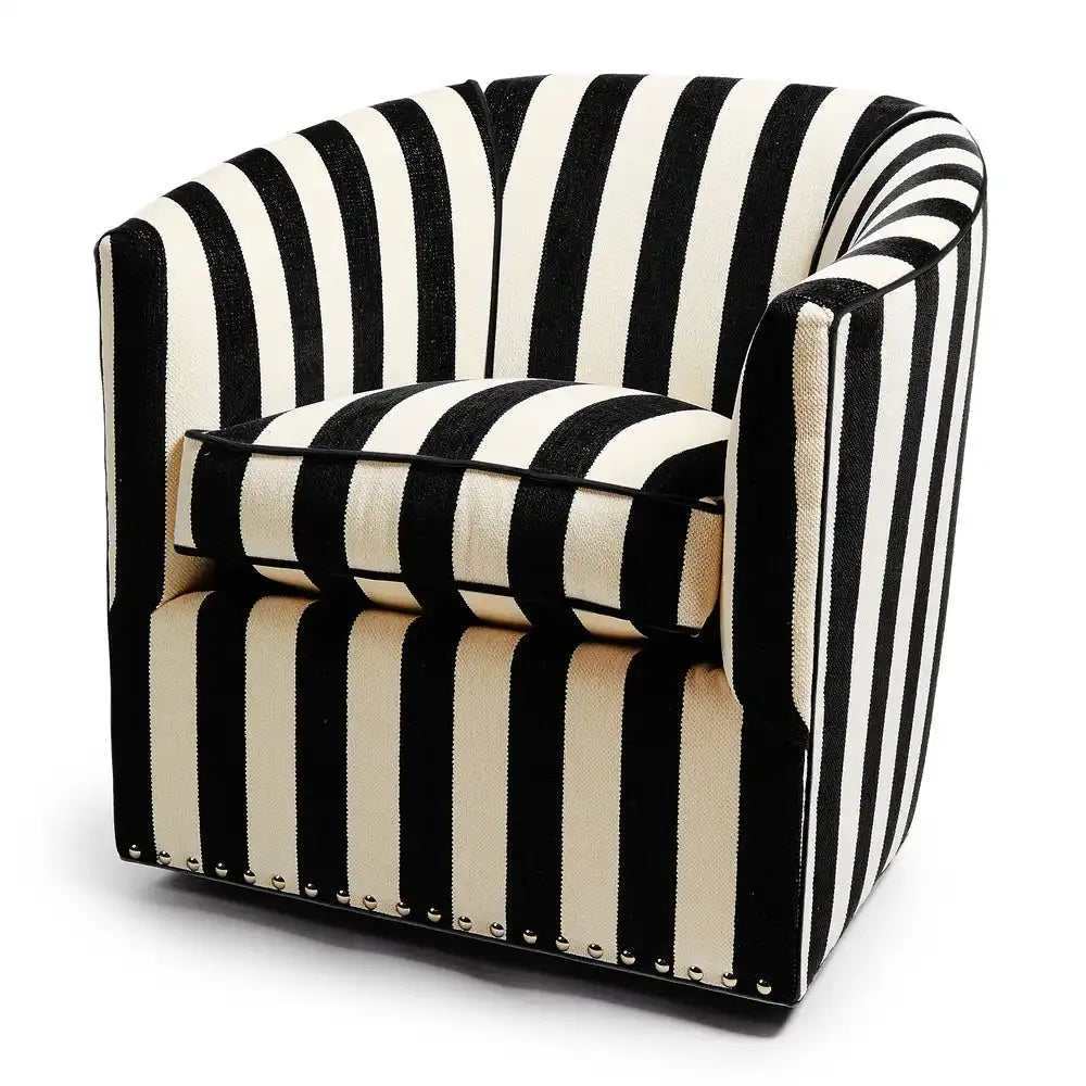 Marquee Black Stripe Chenille Wing Chair