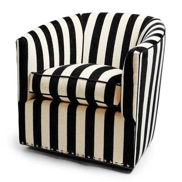 Marquee Black Stripe Chenille Wing Chair