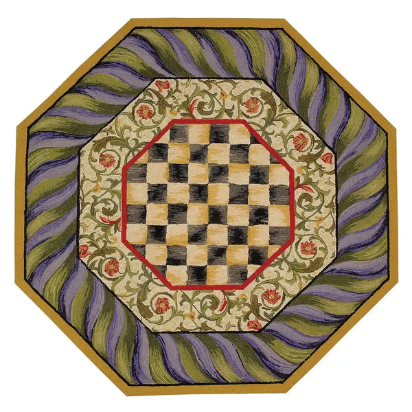 Courtly Check Purple & Green 5' Octagon Rug