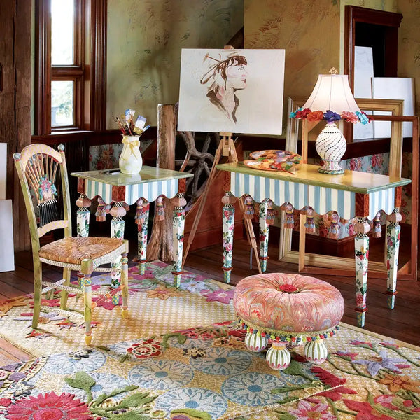 Sterling Check Flower Basket Side Chair
