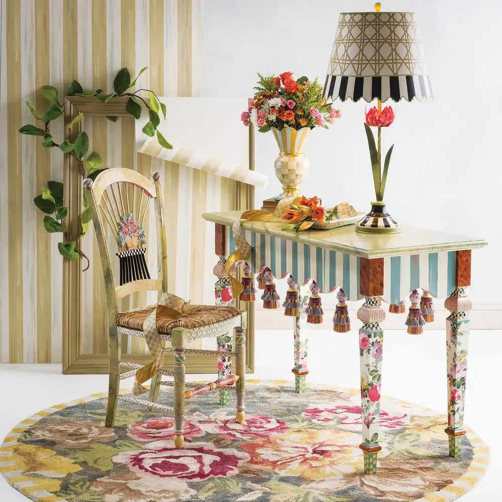 Sterling Check Flower Basket Side Chair