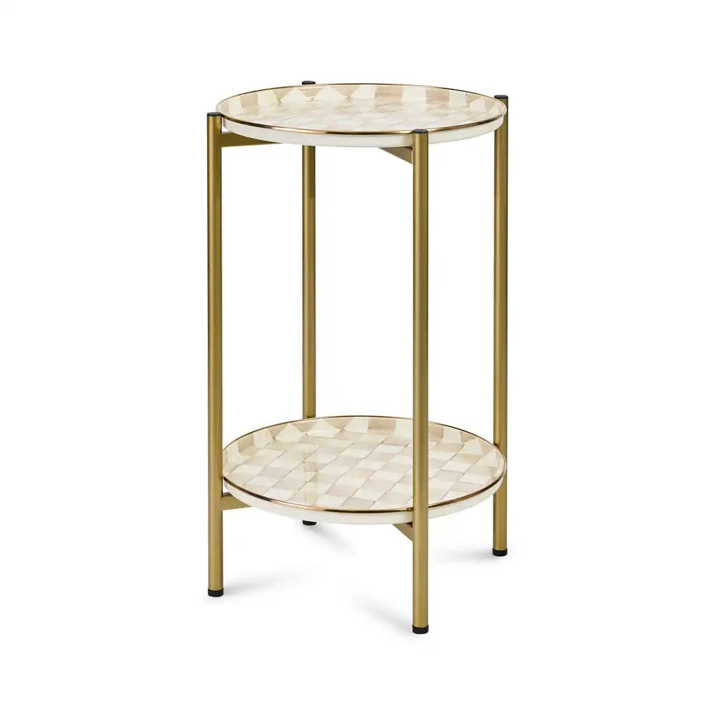 Courtly Check Enamel 2-Tier Cocktail Table
