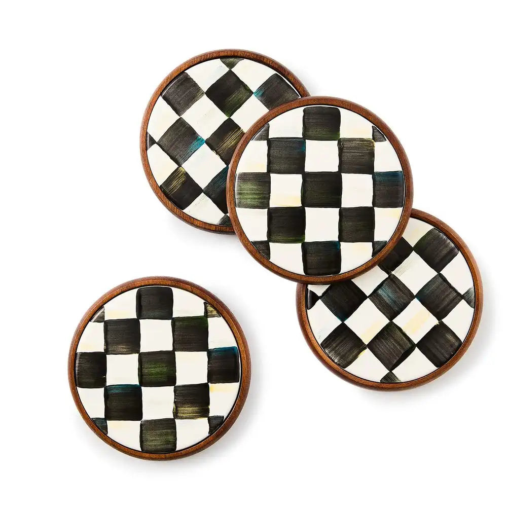 Courtly Check Enamel Coasters, Set of 4 Main image