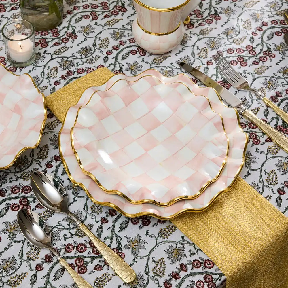 Rosy Check Ceramic Fluted Dinner Plate Secondary image