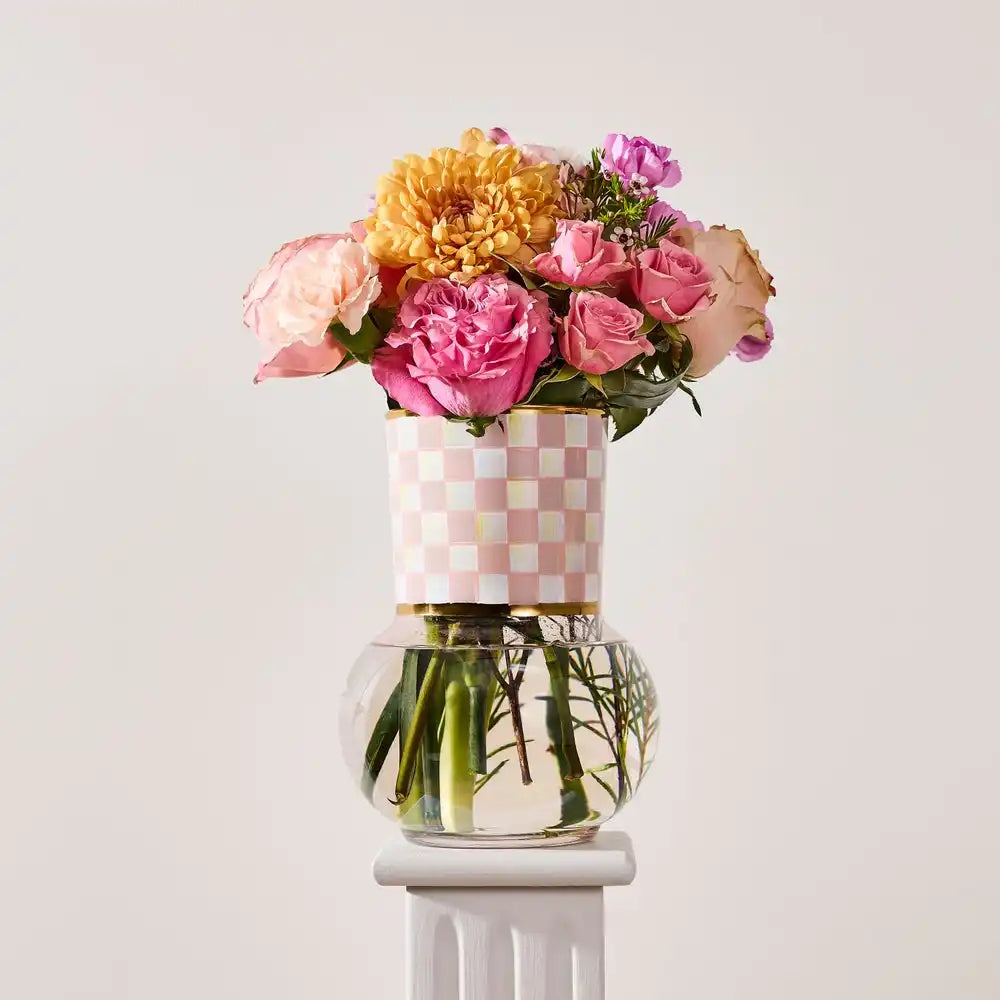 Sky Check Glass Vase
