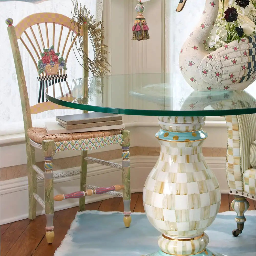 Sterling Check Flower Basket Side Chair