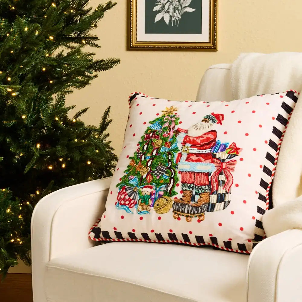 Tree Trimming Santa Throw Pillow Secondary image