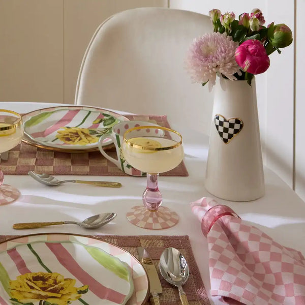 Rosy Check Tumbler Glass, Set of 2