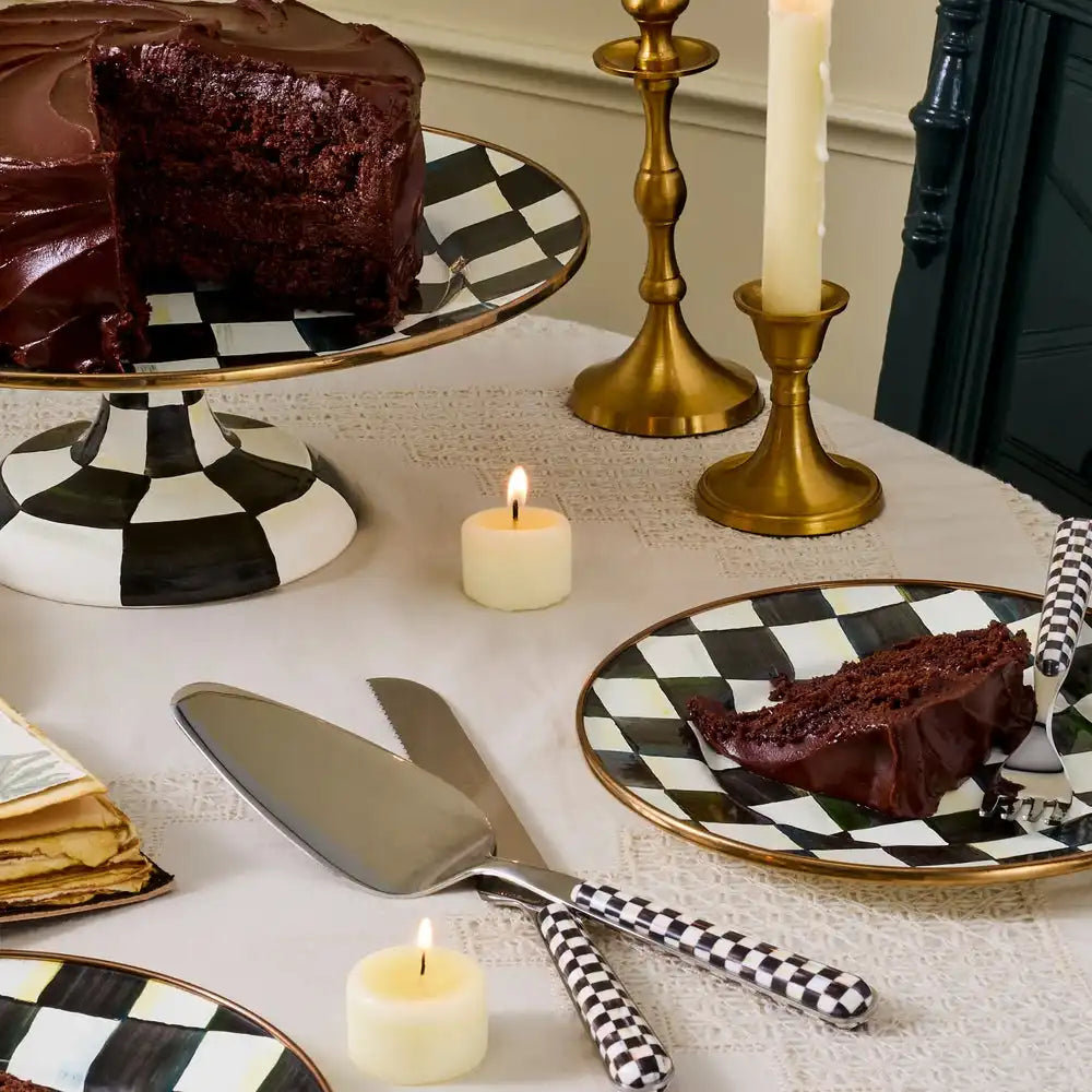 Mocha Check Bistro Cake Serving Set