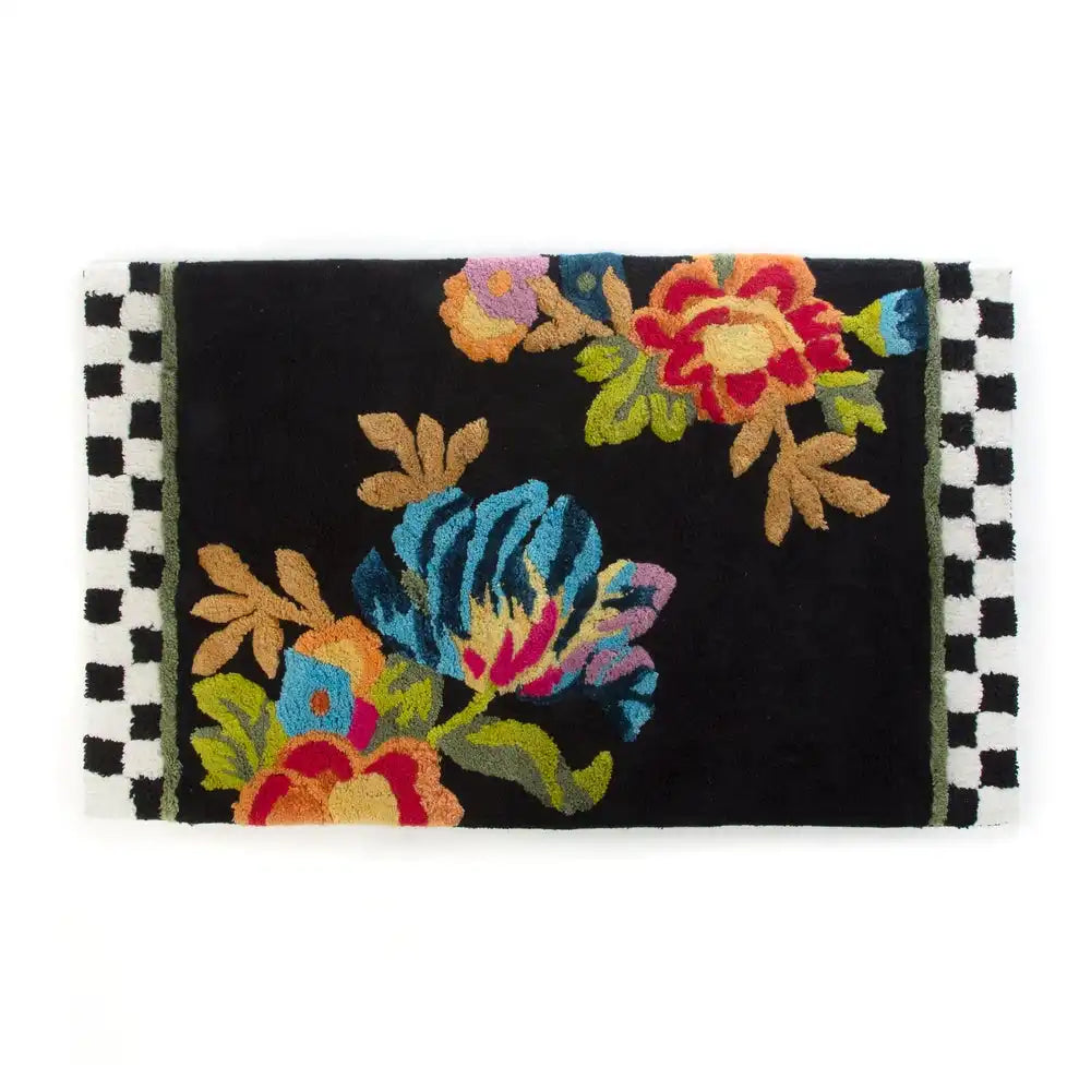 Black Flower Market Standard Bath Rug Main image
