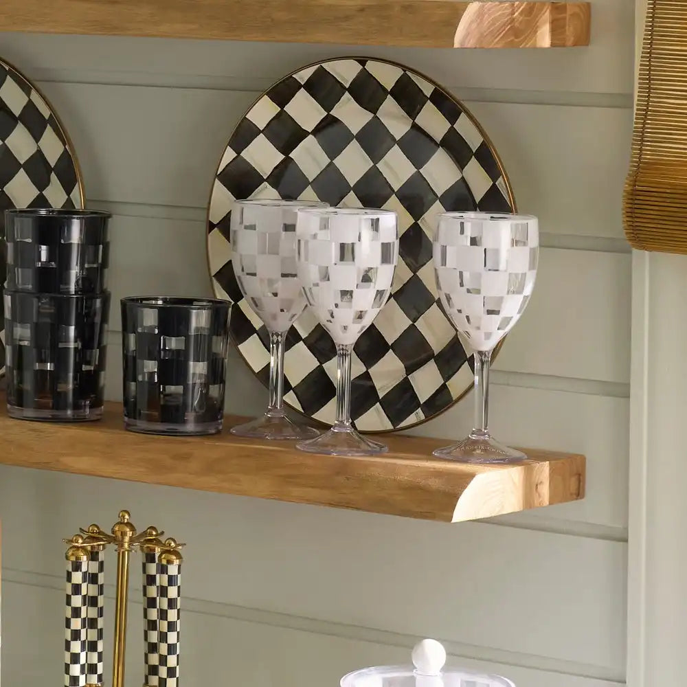 Black Check Acrylic Tumblers, Set of 4