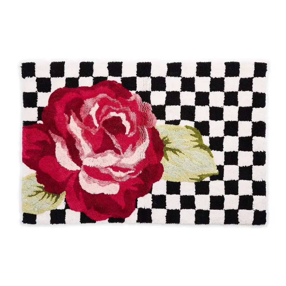 Rose and Check Bath Rug Main image
