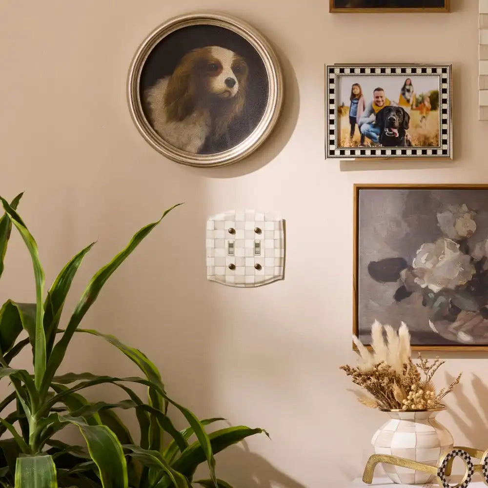 Mocha Check Double Outlet Cover