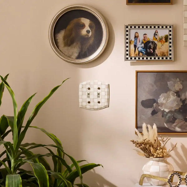 Mocha Check Double Outlet Cover