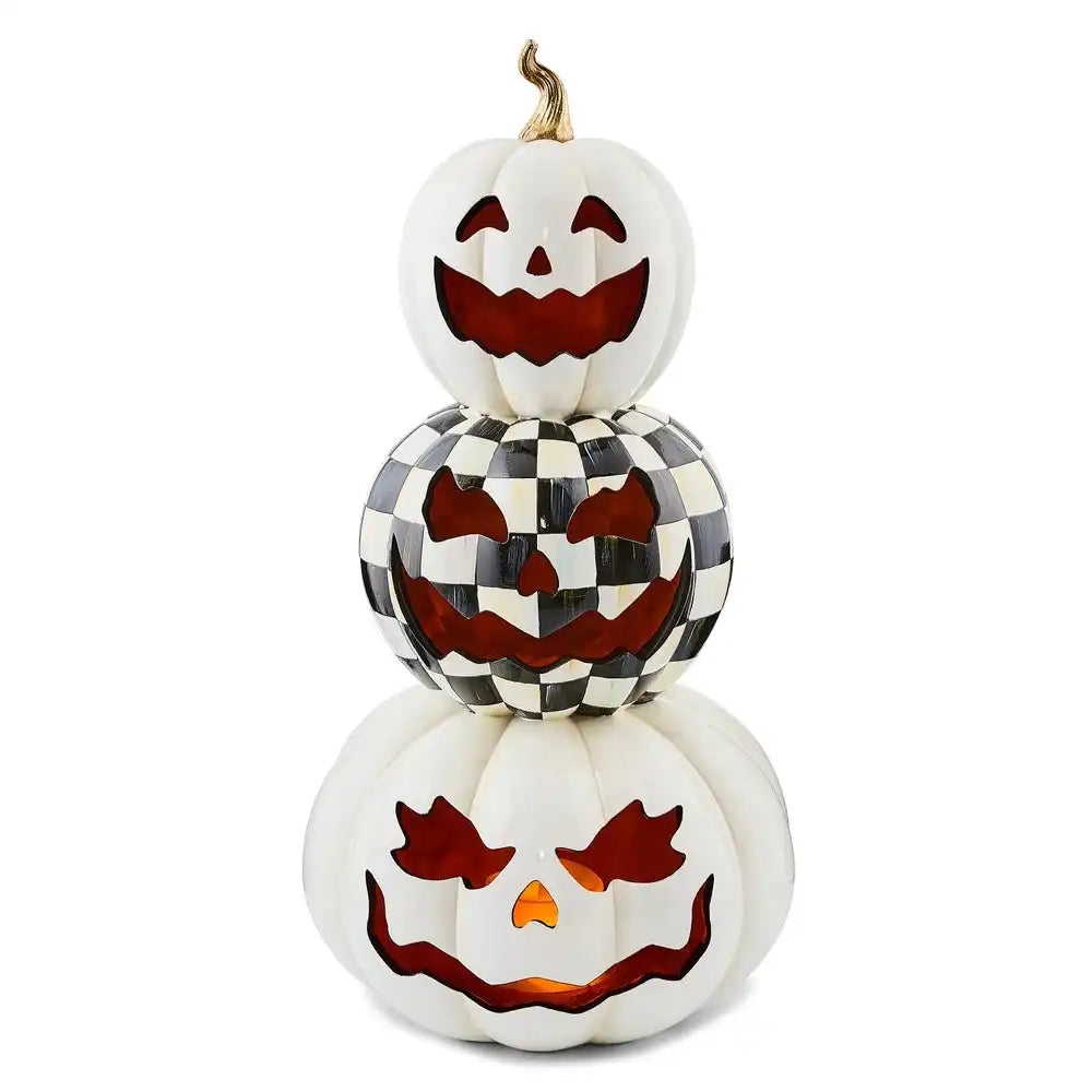 Courtly Check Stacked Illuminated Pumpkins
