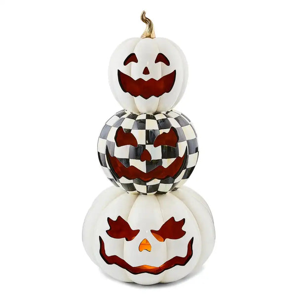 Courtly Check Stacked Illuminated Pumpkins