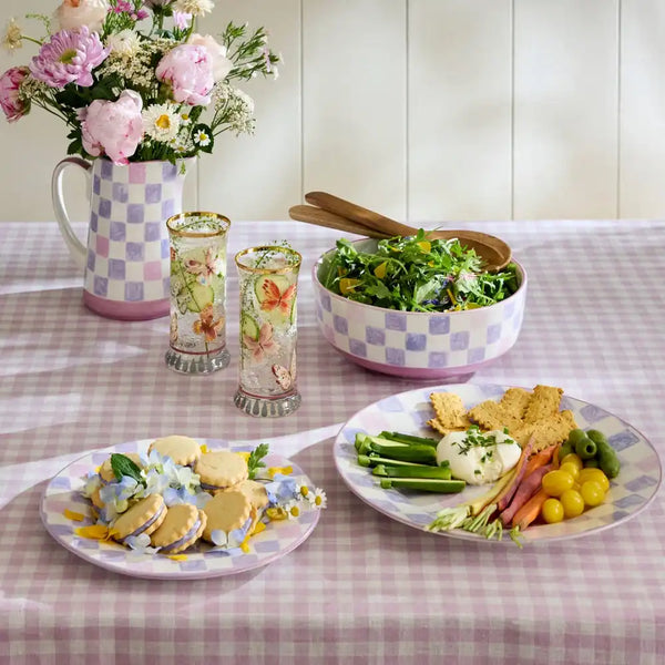 Lilac Check Dinner Plate
