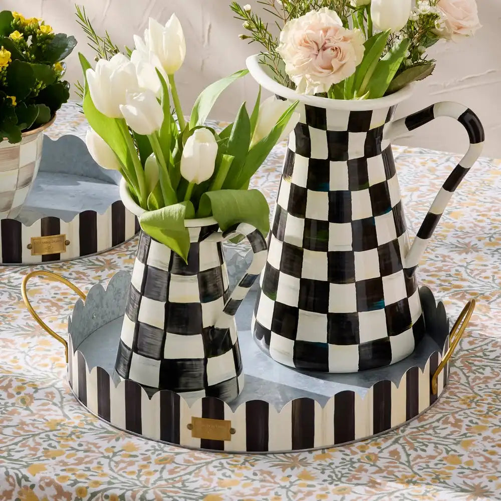 Mocha Stripe Serving Trays, Set of 2