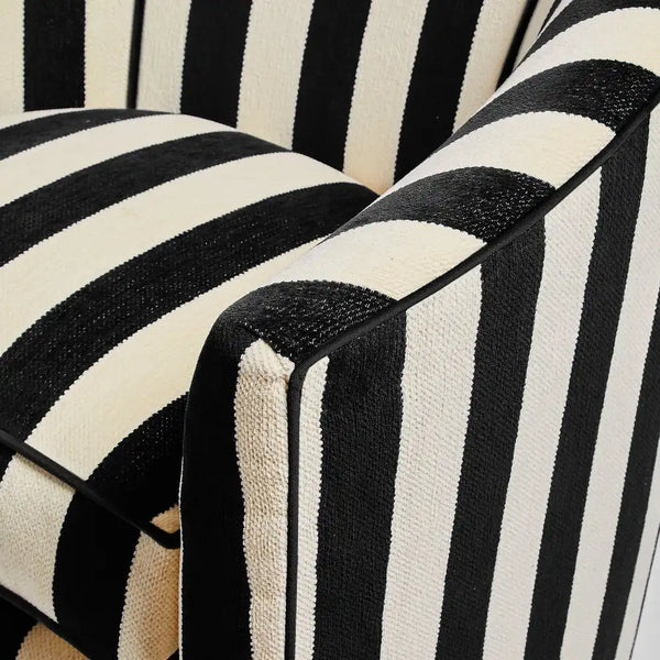 Marquee Black Stripe Chenille Wing Chair