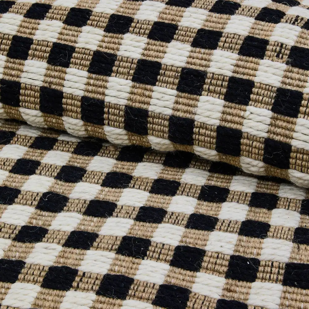 Natural, Black & White Checked 2'6" x 9' Runner Secondary image