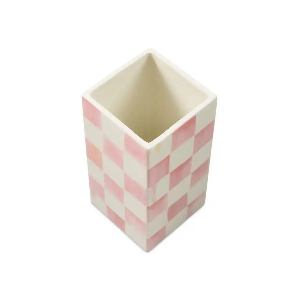 Sage Check Pillar Vase