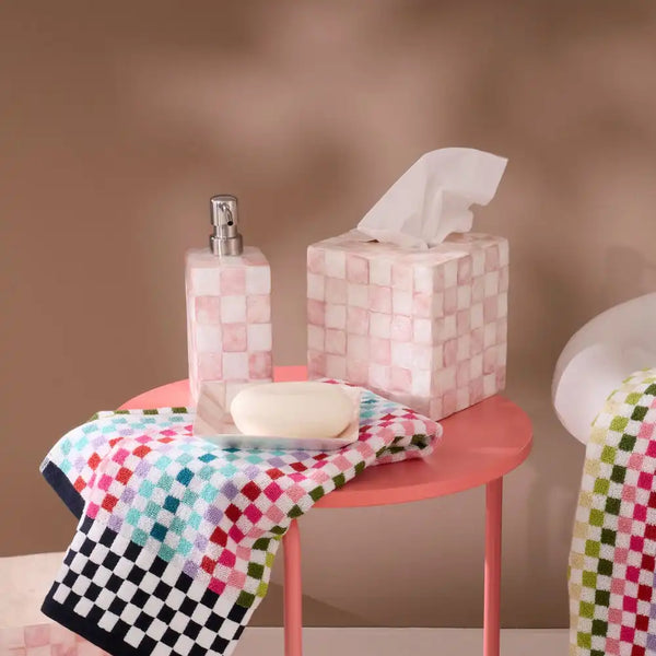 Rosy Check Capiz Vanity Tray
