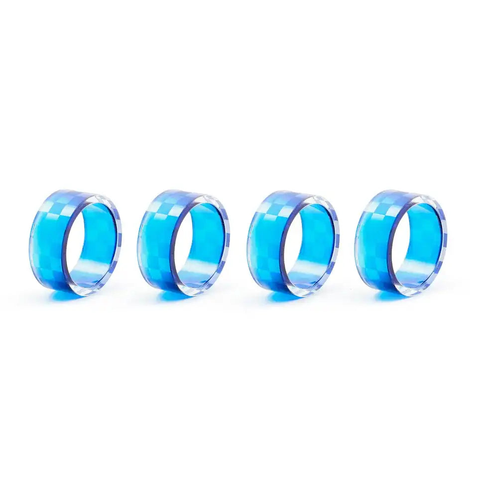 Indigo Check Napkin Rings, Set of 4 Main image