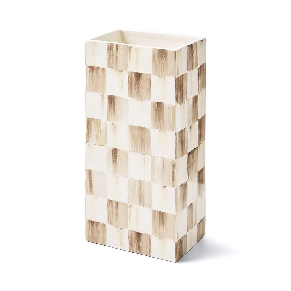 Sage Check Pillar Vase