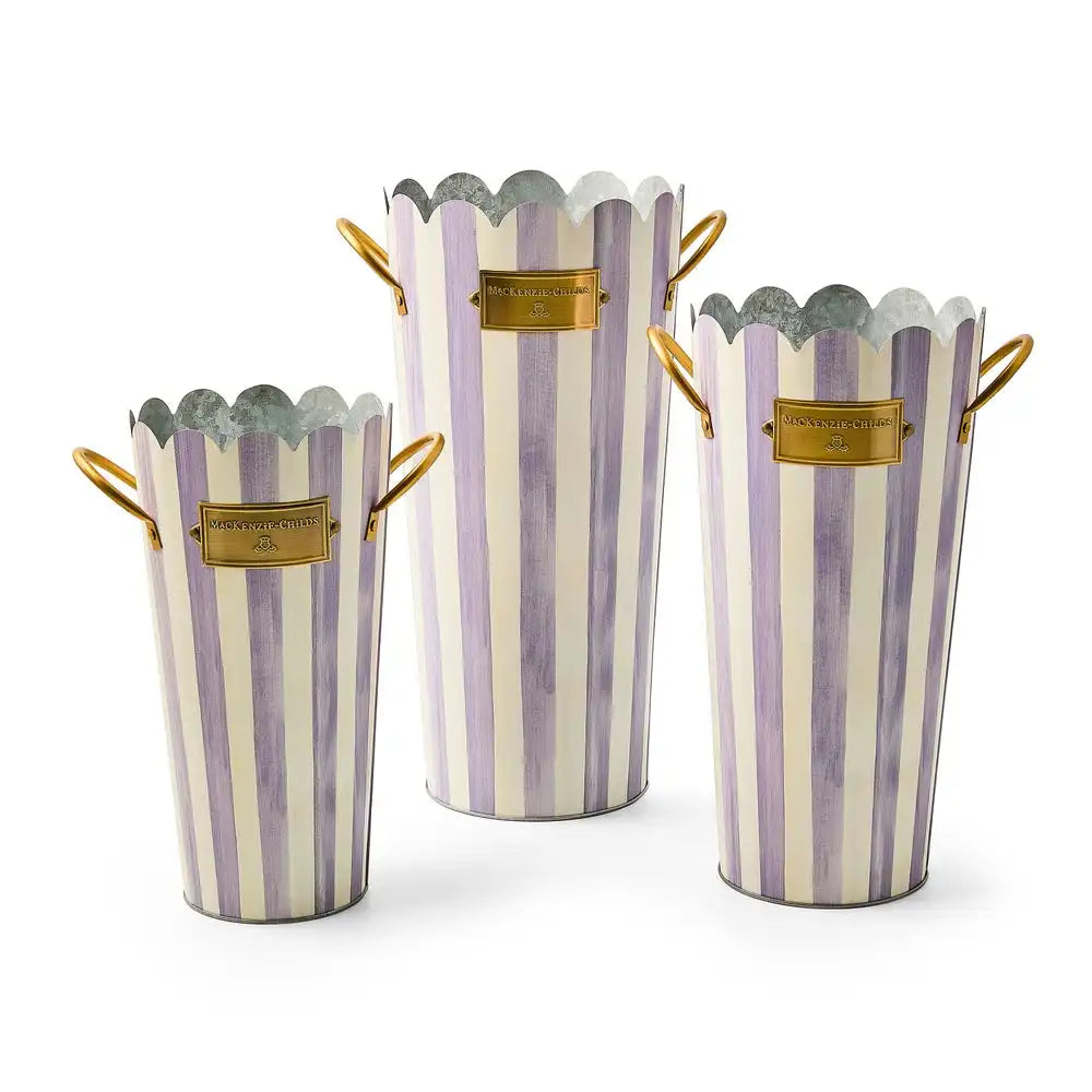 Mocha Stripe Flower Buckets, Set of 3