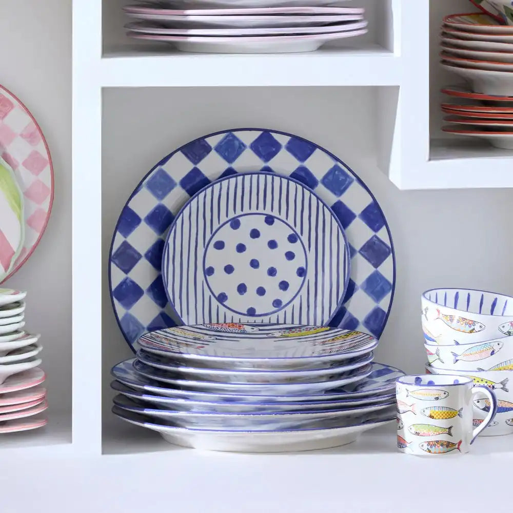 Pink Check Round Platter