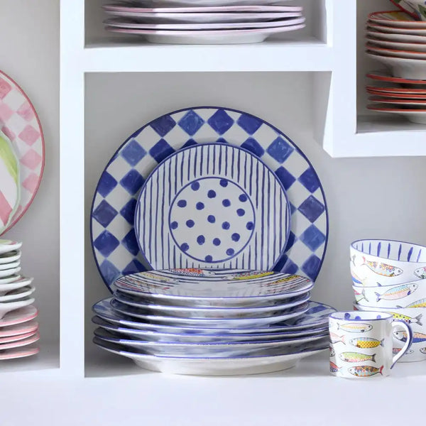 Pink Check Round Platter