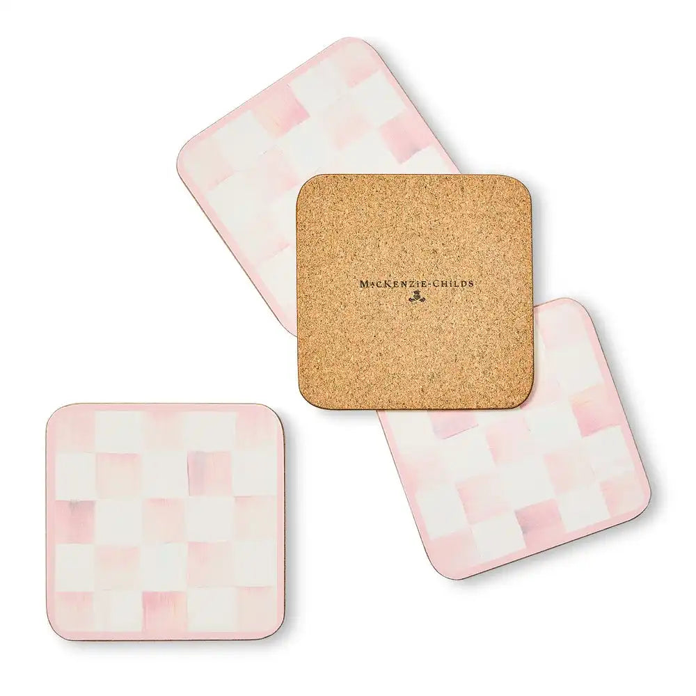 Courtly Checked Cork Back Coasters, Set of 4