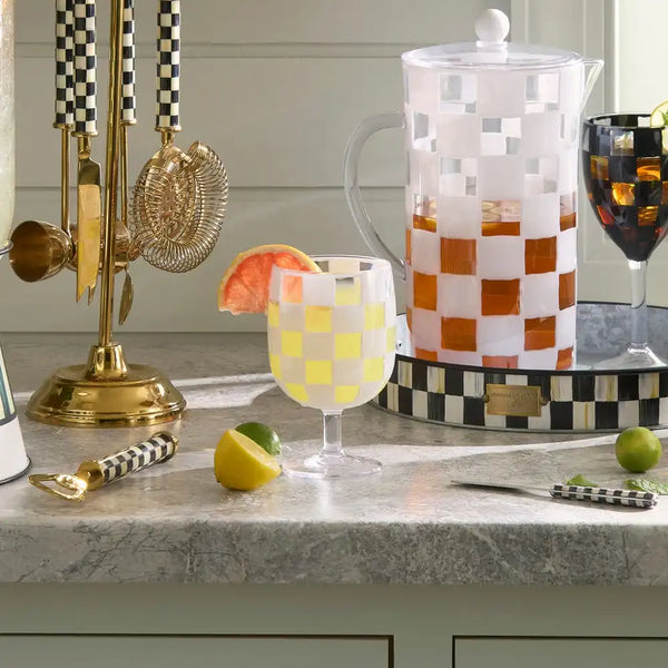 Black Check Acrylic Tumblers, Set of 4