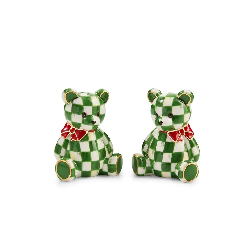 Emerald Check Holiday Bear Salt & Pepper Set Main image