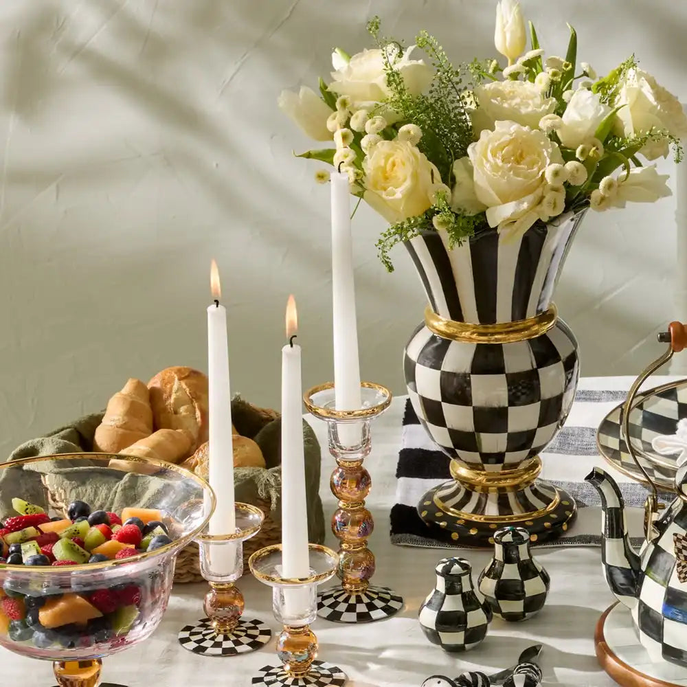Courtly Check Large Glass Candlestick