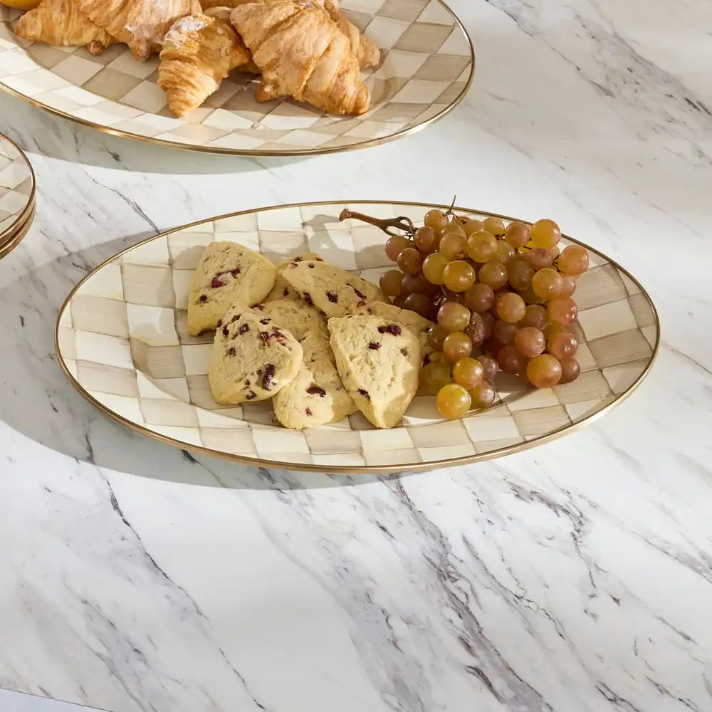 Sky Check Medium Oval Platter