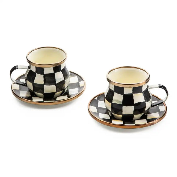 Sky Check Espresso Cup & Saucer Set