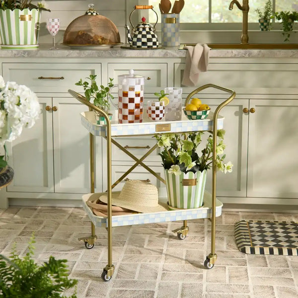Mocha Check 3-Tier Kitchen Cart