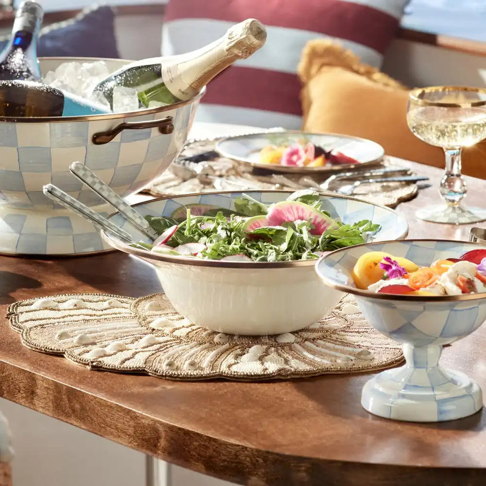 Mocha Check Bistro Salad Serving Set
