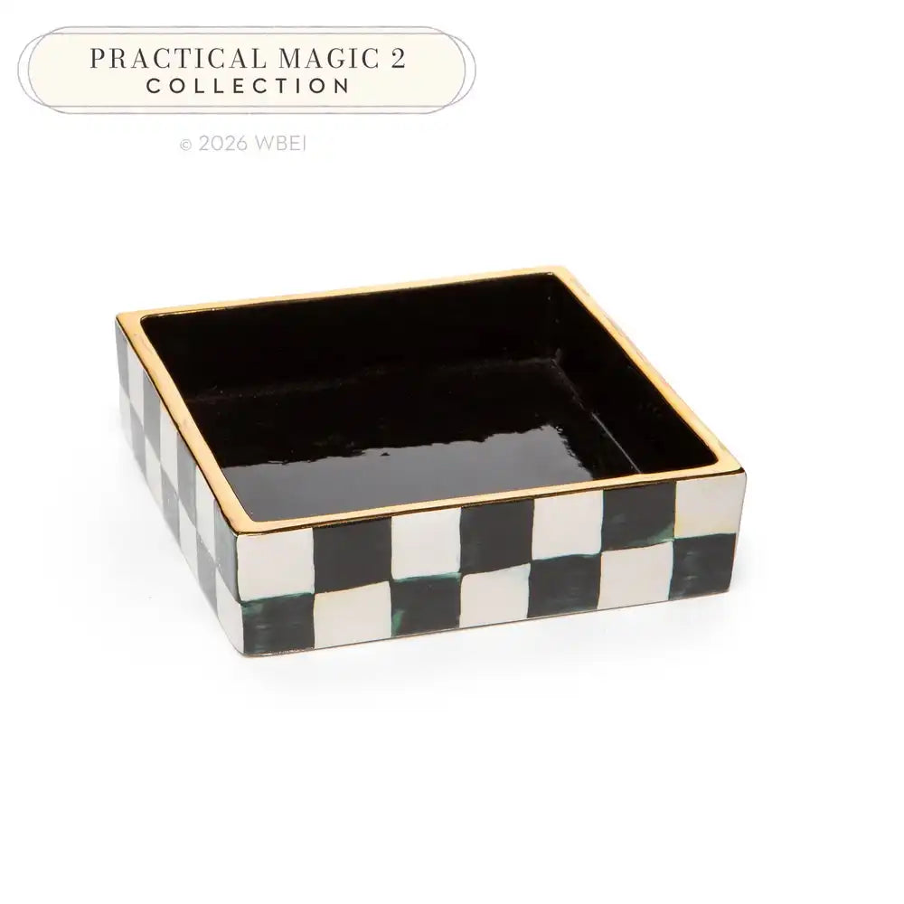 Mocha Check Cocktail Napkin Holder