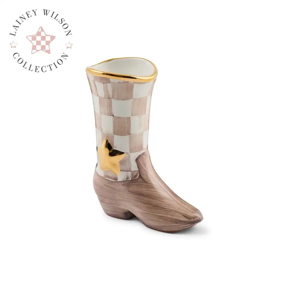Lainey Wilson Rosy Check Cowgirl Boot Bud Vase