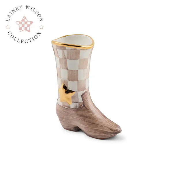 Lainey Wilson Rosy Check Cowgirl Boot Bud Vase