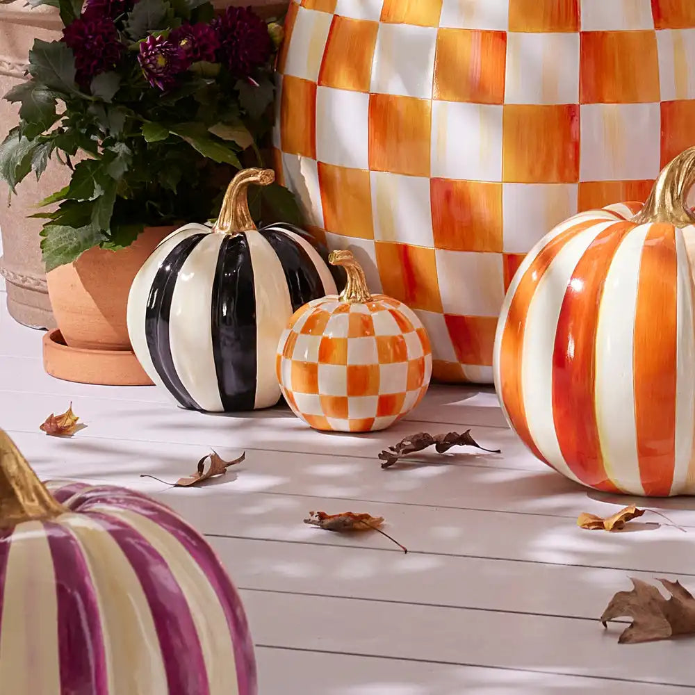 Mocha Check Mini Pumpkin