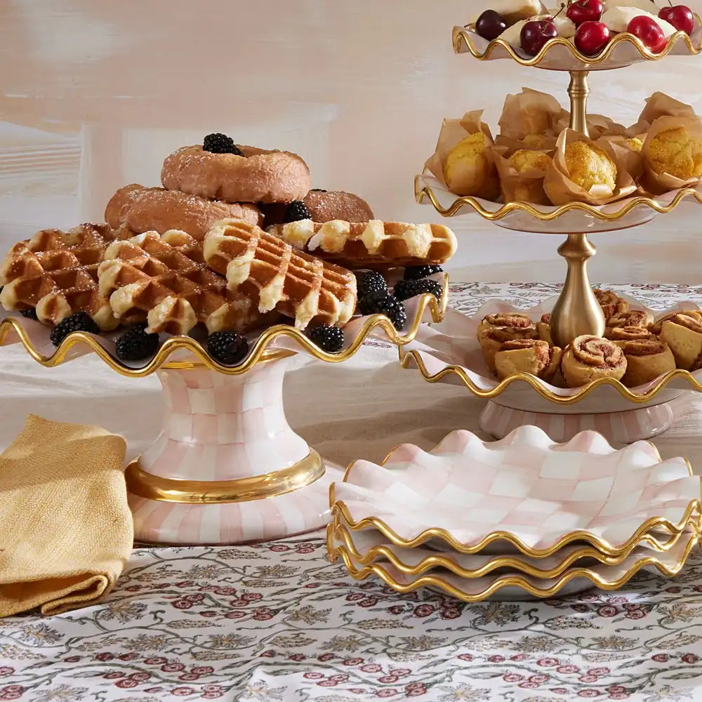 Courtly Check Ceramic Fluted Cake Stand