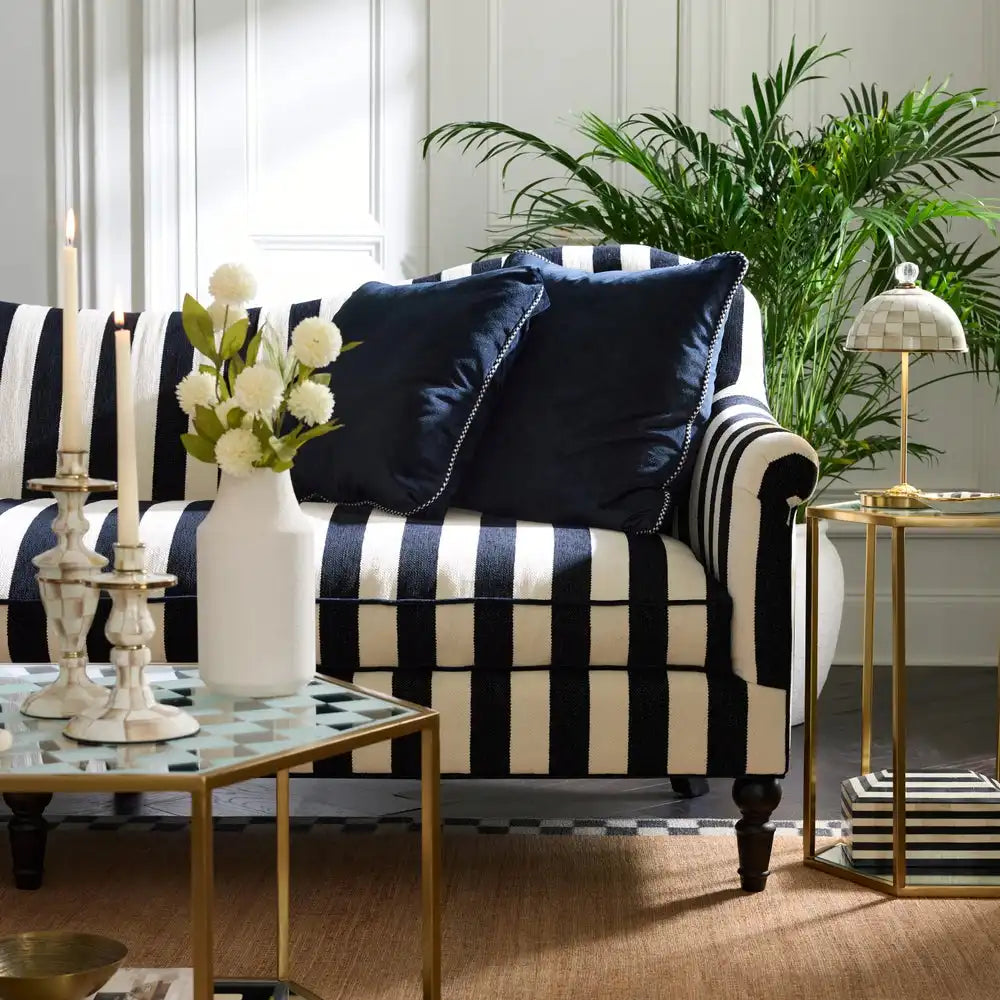 Marquee Black Stripe Chenille Wing Chair