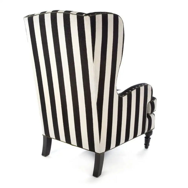 Marquee Black Stripe Chenille Wing Chair